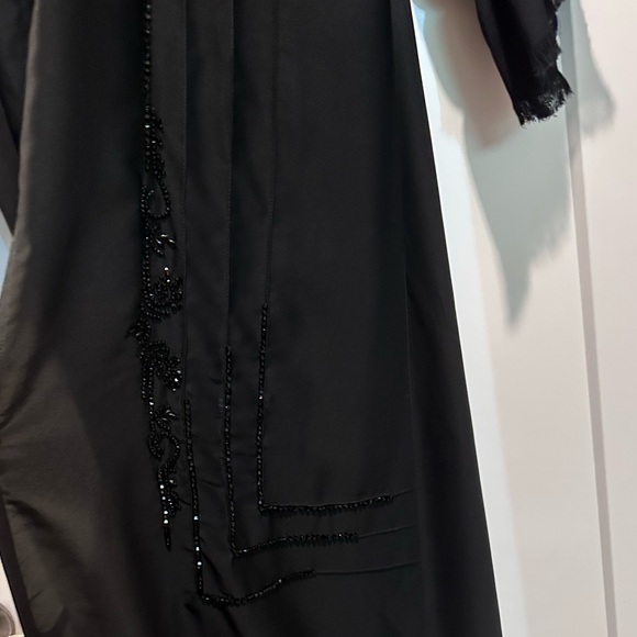 Classic black abaya embroidered sleeve ends and stone embellishment - Picture 9 of 10